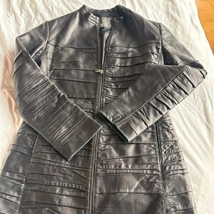 NWOT Women's Black 3/4 Zip Up Leather Jacket